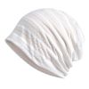 Women Solid Color Beanie Cap Thin Stripe Hollow Breathable Sunscreen Headwrap Trendy Casual Hats Valentine's Gifts For Her