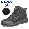 BONA 2022 New Designers Action Leather Winter Warm Snow Boots Men Plush Boots Work Shoes Man High Top Footwear Rubber Mansculino