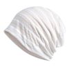 Women Solid Color Beanie Cap Thin Stripe Hollow Breathable Sunscreen Headwrap Trendy Casual Hats Valentine's Gifts For Her